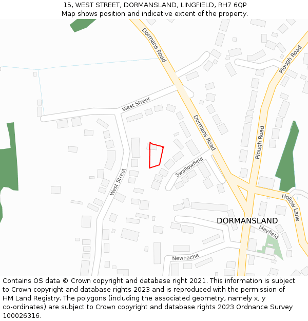 15, WEST STREET, DORMANSLAND, LINGFIELD, RH7 6QP: Location map and indicative extent of plot