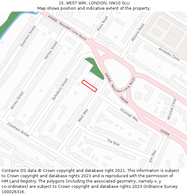15, WEST WAY, LONDON, NW10 0LU: Location map and indicative extent of plot