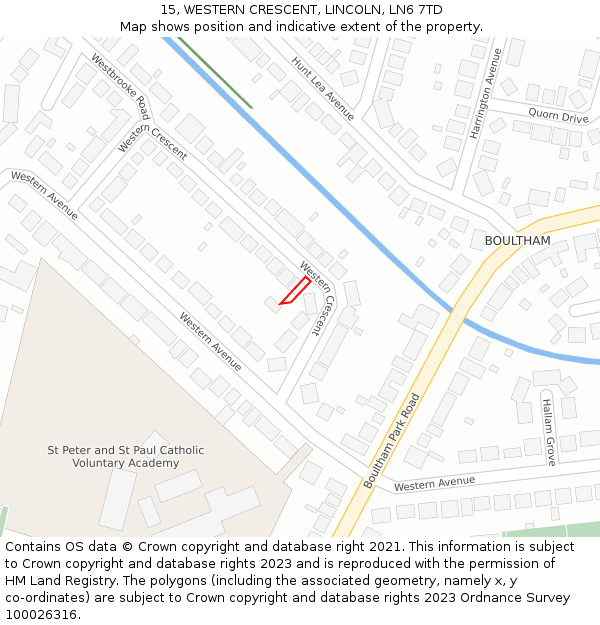 15, WESTERN CRESCENT, LINCOLN, LN6 7TD: Location map and indicative extent of plot