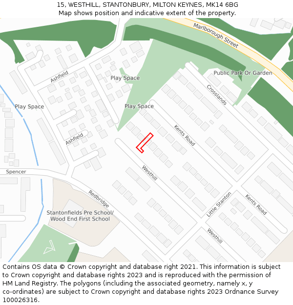15, WESTHILL, STANTONBURY, MILTON KEYNES, MK14 6BG: Location map and indicative extent of plot