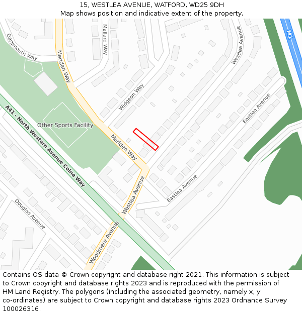 15, WESTLEA AVENUE, WATFORD, WD25 9DH: Location map and indicative extent of plot