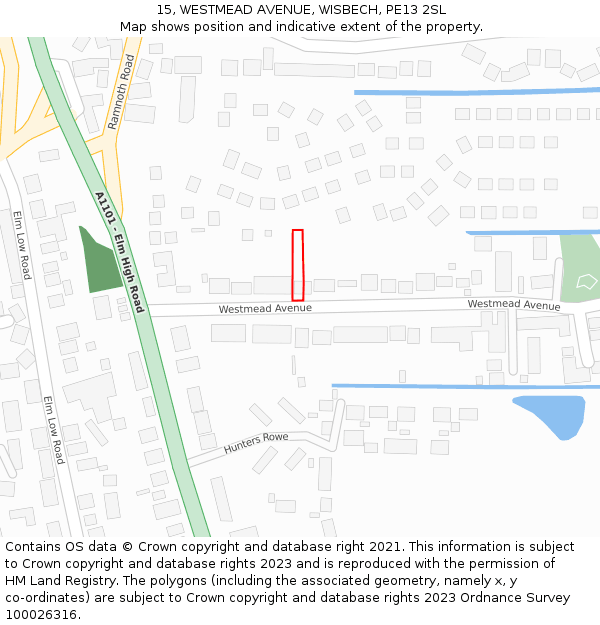 15, WESTMEAD AVENUE, WISBECH, PE13 2SL: Location map and indicative extent of plot