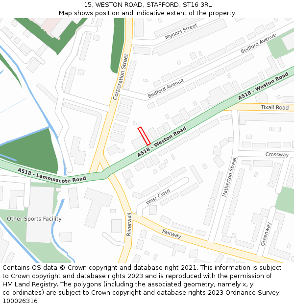 15, WESTON ROAD, STAFFORD, ST16 3RL: Location map and indicative extent of plot