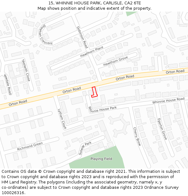 15, WHINNIE HOUSE PARK, CARLISLE, CA2 6TE: Location map and indicative extent of plot