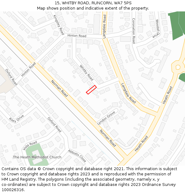 15, WHITBY ROAD, RUNCORN, WA7 5PS: Location map and indicative extent of plot