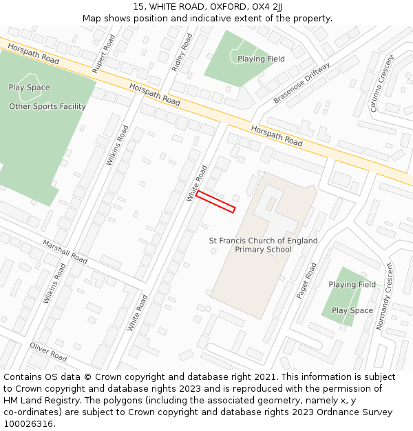 15, WHITE ROAD, OXFORD, OX4 2JJ: Location map and indicative extent of plot