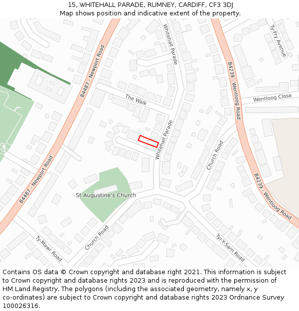 15, WHITEHALL PARADE, RUMNEY, CARDIFF, CF3 3DJ: Location map and indicative extent of plot