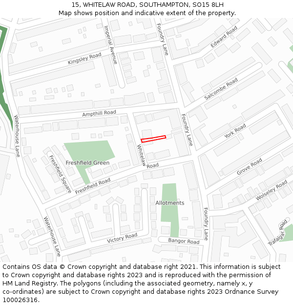 15, WHITELAW ROAD, SOUTHAMPTON, SO15 8LH: Location map and indicative extent of plot