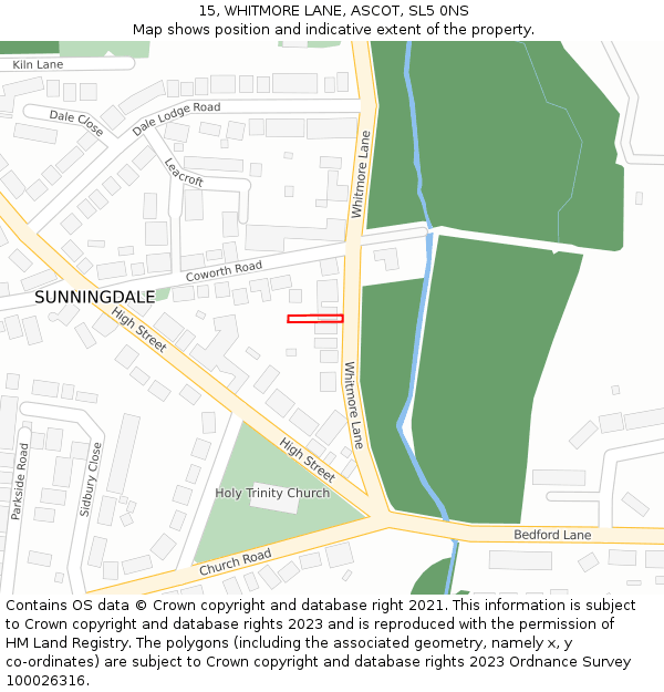 15, WHITMORE LANE, ASCOT, SL5 0NS: Location map and indicative extent of plot