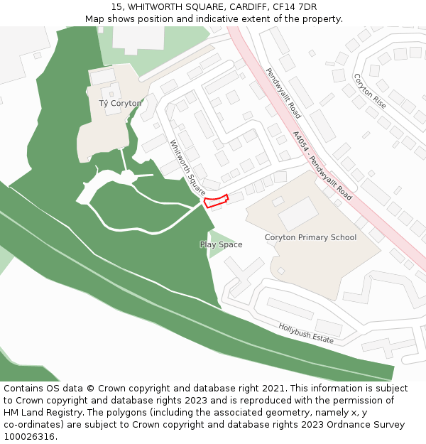 15, WHITWORTH SQUARE, CARDIFF, CF14 7DR: Location map and indicative extent of plot