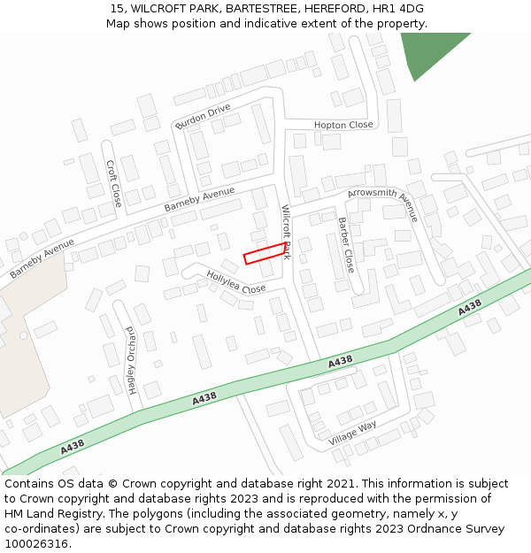 15, WILCROFT PARK, BARTESTREE, HEREFORD, HR1 4DG: Location map and indicative extent of plot