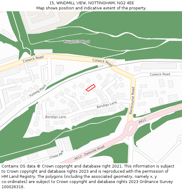 15, WINDMILL VIEW, NOTTINGHAM, NG2 4EE: Location map and indicative extent of plot