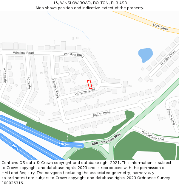 15, WINSLOW ROAD, BOLTON, BL3 4SR: Location map and indicative extent of plot