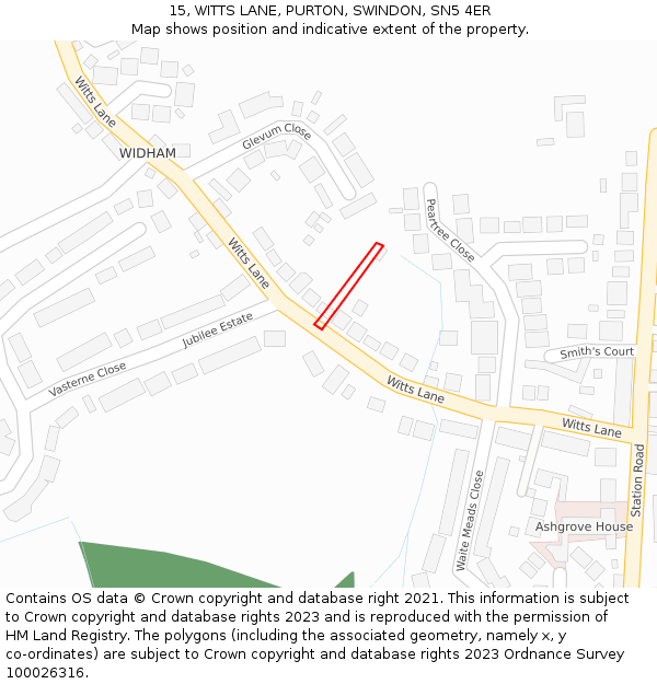 15, WITTS LANE, PURTON, SWINDON, SN5 4ER: Location map and indicative extent of plot