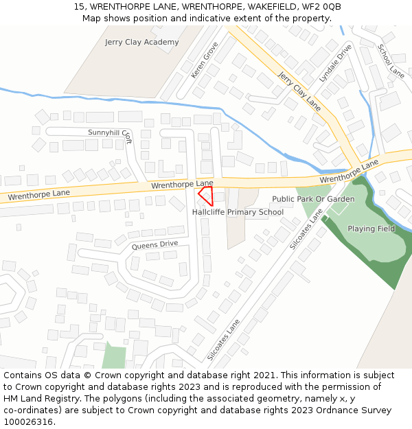 15, WRENTHORPE LANE, WRENTHORPE, WAKEFIELD, WF2 0QB: Location map and indicative extent of plot