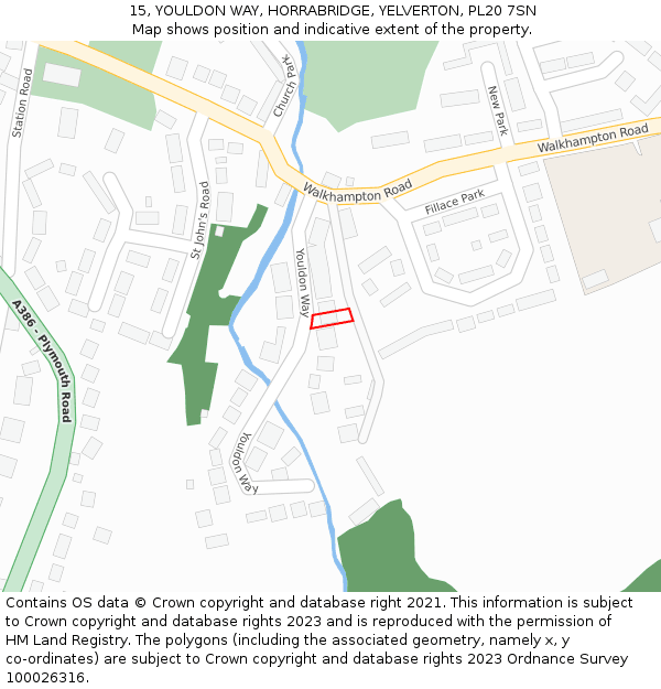 15, YOULDON WAY, HORRABRIDGE, YELVERTON, PL20 7SN: Location map and indicative extent of plot