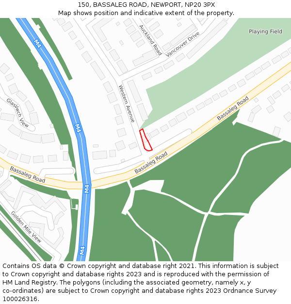 150, BASSALEG ROAD, NEWPORT, NP20 3PX: Location map and indicative extent of plot