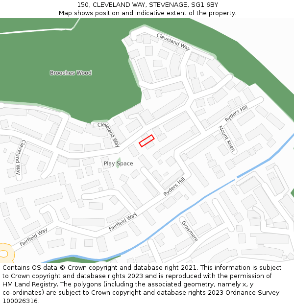 150, CLEVELAND WAY, STEVENAGE, SG1 6BY: Location map and indicative extent of plot