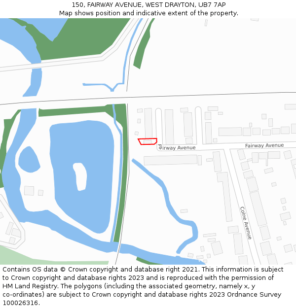 150, FAIRWAY AVENUE, WEST DRAYTON, UB7 7AP: Location map and indicative extent of plot