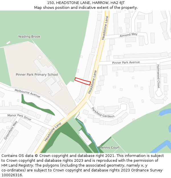 150, HEADSTONE LANE, HARROW, HA2 6JT: Location map and indicative extent of plot