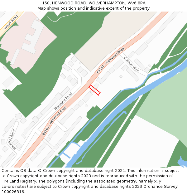 150, HENWOOD ROAD, WOLVERHAMPTON, WV6 8PA: Location map and indicative extent of plot