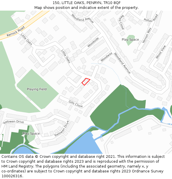 150, LITTLE OAKS, PENRYN, TR10 8QF: Location map and indicative extent of plot