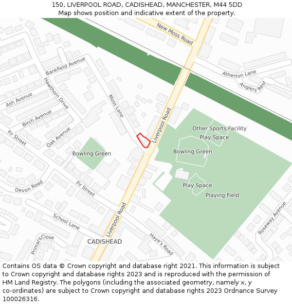 150, LIVERPOOL ROAD, CADISHEAD, MANCHESTER, M44 5DD: Location map and indicative extent of plot