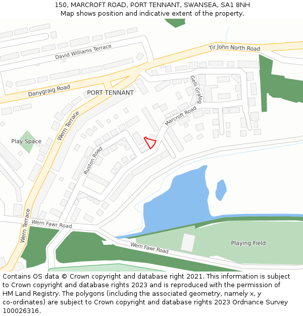 150, MARCROFT ROAD, PORT TENNANT, SWANSEA, SA1 8NH: Location map and indicative extent of plot