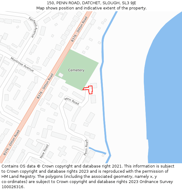 150, PENN ROAD, DATCHET, SLOUGH, SL3 9JE: Location map and indicative extent of plot