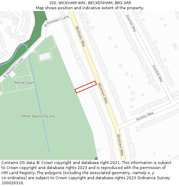 150, WICKHAM WAY, BECKENHAM, BR3 3AR: Location map and indicative extent of plot