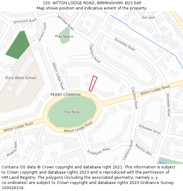 150, WITTON LODGE ROAD, BIRMINGHAM, B23 5AP: Location map and indicative extent of plot