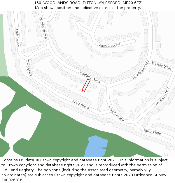 150, WOODLANDS ROAD, DITTON, AYLESFORD, ME20 6EZ: Location map and indicative extent of plot