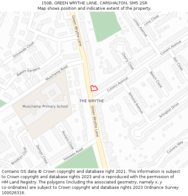 150B, GREEN WRYTHE LANE, CARSHALTON, SM5 2SR: Location map and indicative extent of plot