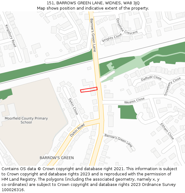 151, BARROWS GREEN LANE, WIDNES, WA8 3JQ: Location map and indicative extent of plot