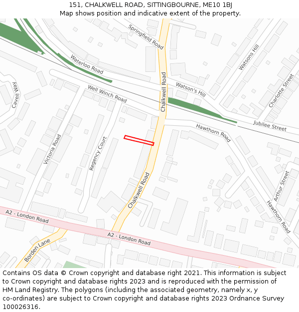 151, CHALKWELL ROAD, SITTINGBOURNE, ME10 1BJ: Location map and indicative extent of plot