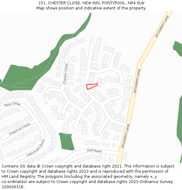 151, CHESTER CLOSE, NEW INN, PONTYPOOL, NP4 0LW: Location map and indicative extent of plot