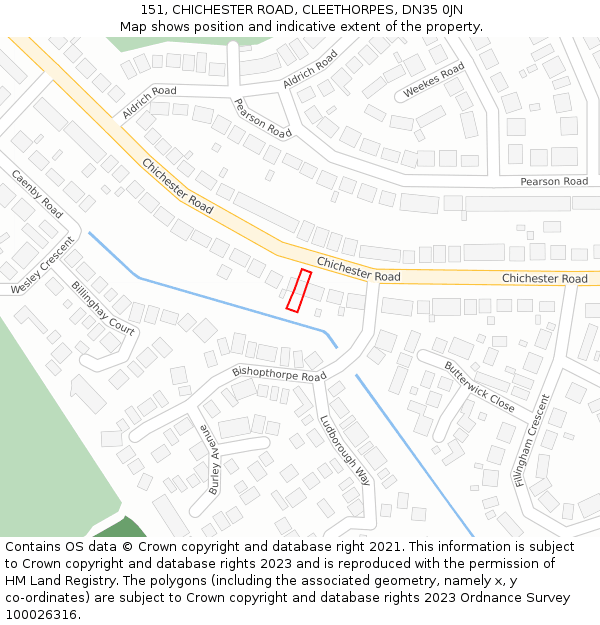 151, CHICHESTER ROAD, CLEETHORPES, DN35 0JN: Location map and indicative extent of plot