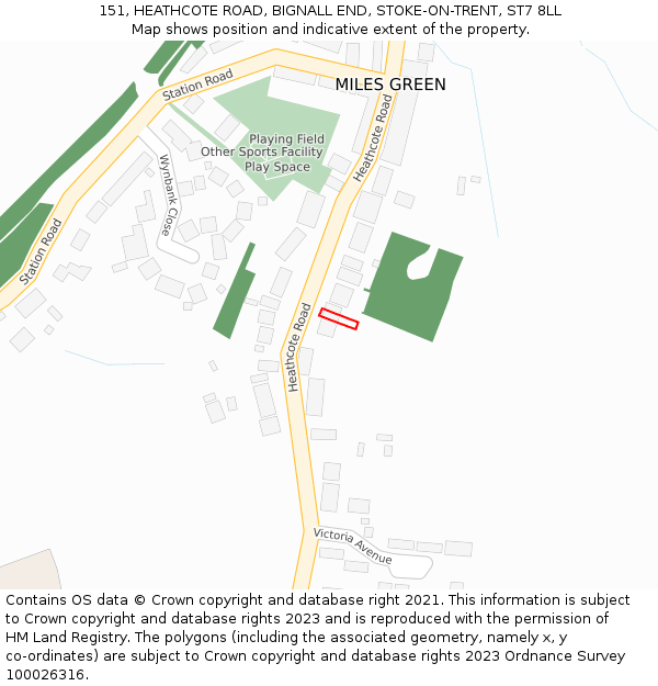 151, HEATHCOTE ROAD, BIGNALL END, STOKE-ON-TRENT, ST7 8LL: Location map and indicative extent of plot