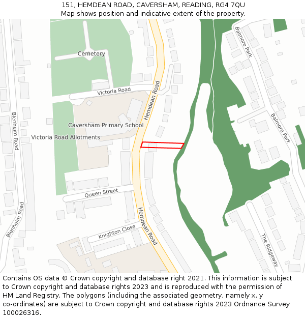 151, HEMDEAN ROAD, CAVERSHAM, READING, RG4 7QU: Location map and indicative extent of plot