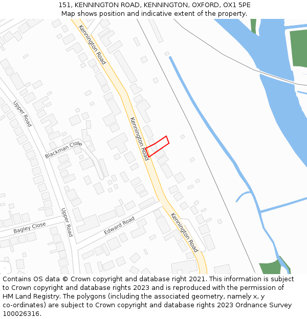 151, KENNINGTON ROAD, KENNINGTON, OXFORD, OX1 5PE: Location map and indicative extent of plot