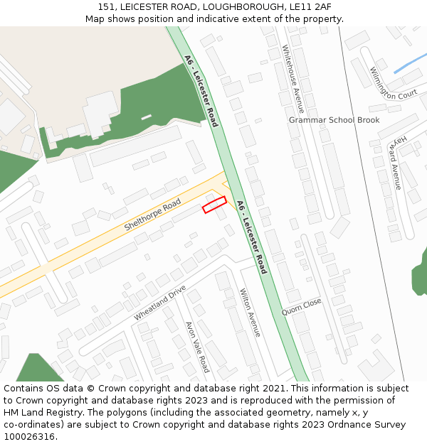 151, LEICESTER ROAD, LOUGHBOROUGH, LE11 2AF: Location map and indicative extent of plot