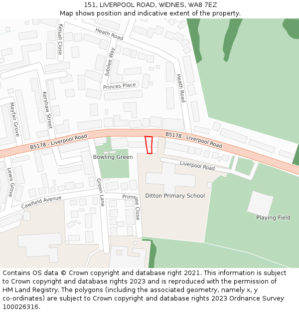 151, LIVERPOOL ROAD, WIDNES, WA8 7EZ: Location map and indicative extent of plot