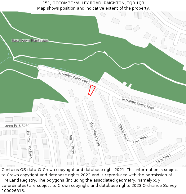 151, OCCOMBE VALLEY ROAD, PAIGNTON, TQ3 1QR: Location map and indicative extent of plot