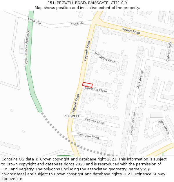 151, PEGWELL ROAD, RAMSGATE, CT11 0LY: Location map and indicative extent of plot