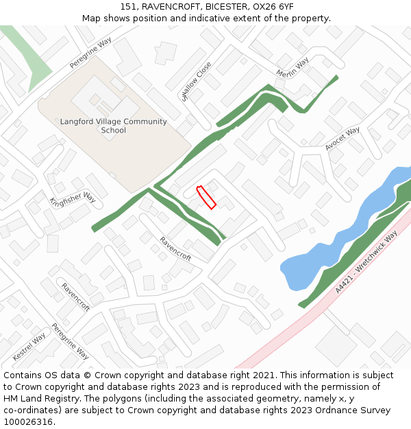 151, RAVENCROFT, BICESTER, OX26 6YF: Location map and indicative extent of plot