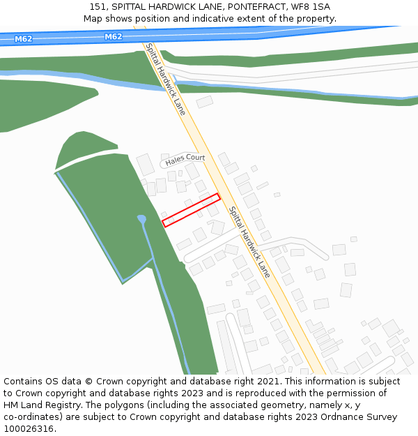151, SPITTAL HARDWICK LANE, PONTEFRACT, WF8 1SA: Location map and indicative extent of plot