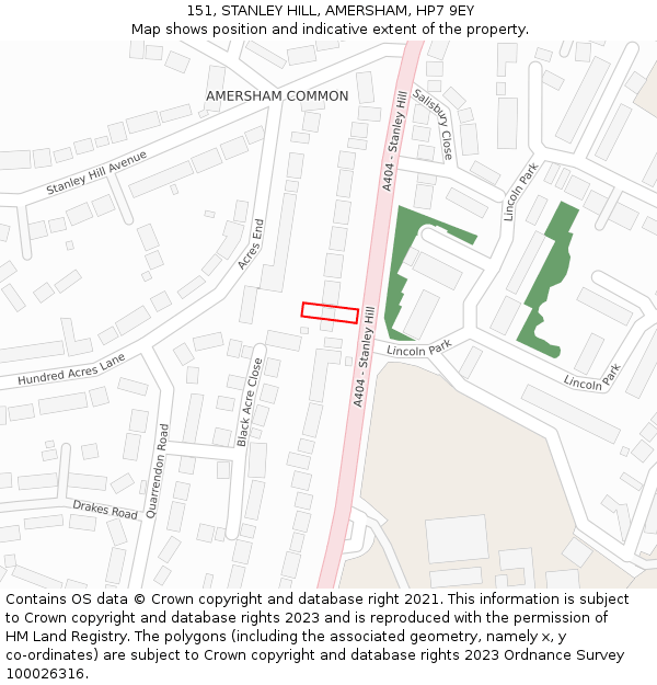 151, STANLEY HILL, AMERSHAM, HP7 9EY: Location map and indicative extent of plot