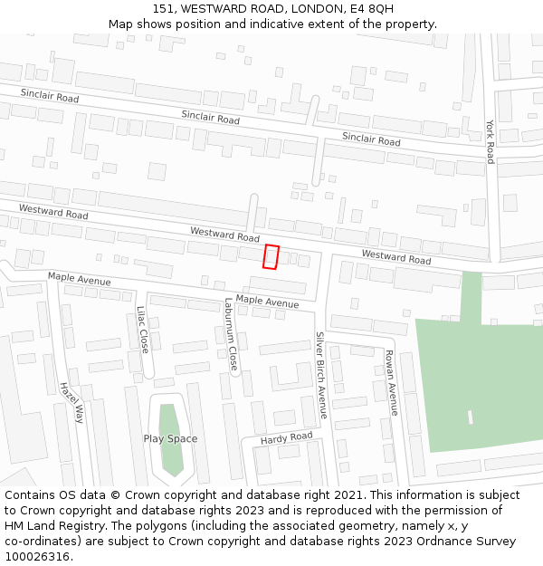 151, WESTWARD ROAD, LONDON, E4 8QH: Location map and indicative extent of plot
