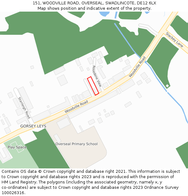 151, WOODVILLE ROAD, OVERSEAL, SWADLINCOTE, DE12 6LX: Location map and indicative extent of plot