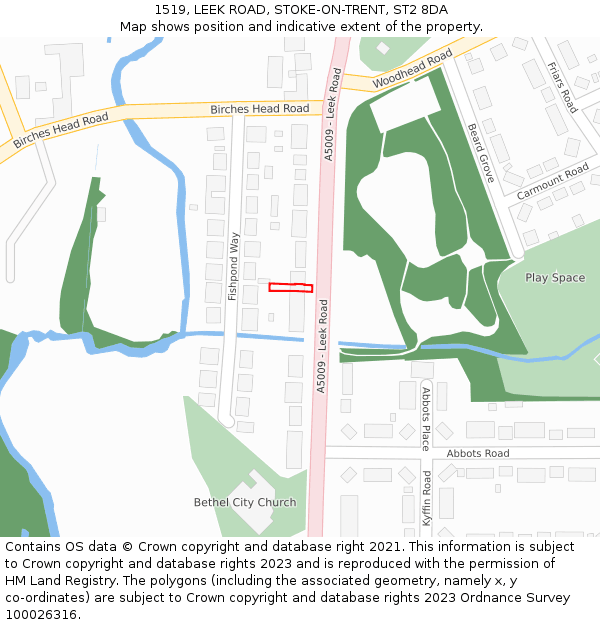 1519, LEEK ROAD, STOKE-ON-TRENT, ST2 8DA: Location map and indicative extent of plot